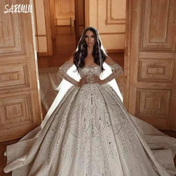 Vestido De baile De lujo para Novia, traje De Novia con borlas y cuentas brillantes, modesto, largo hasta el suelo