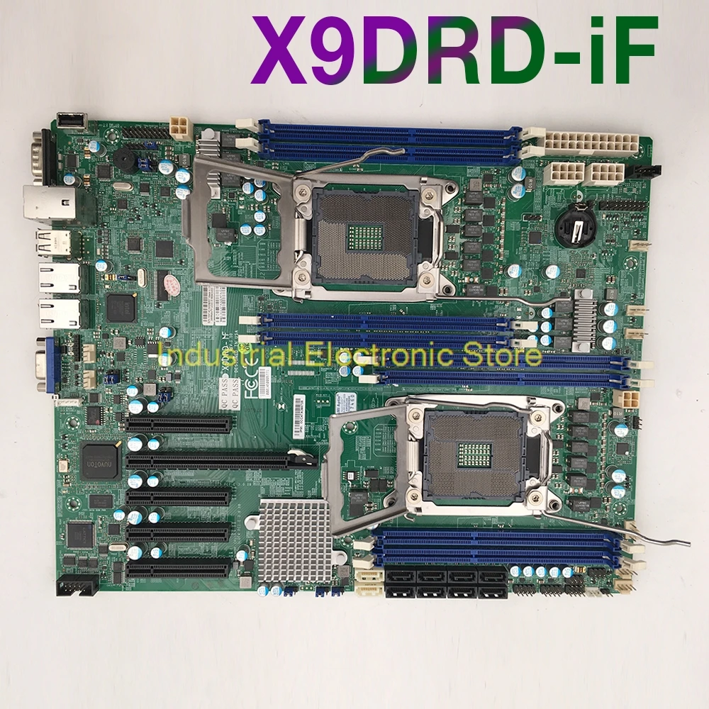 For Supermicro Server Motherboard LGA2011 E5-2600 Family C602 ECC DDR3 PCI-E3.0 SATA3 SAS2 IPMI2.0 Dual port GbE LAN X9DRD-iF