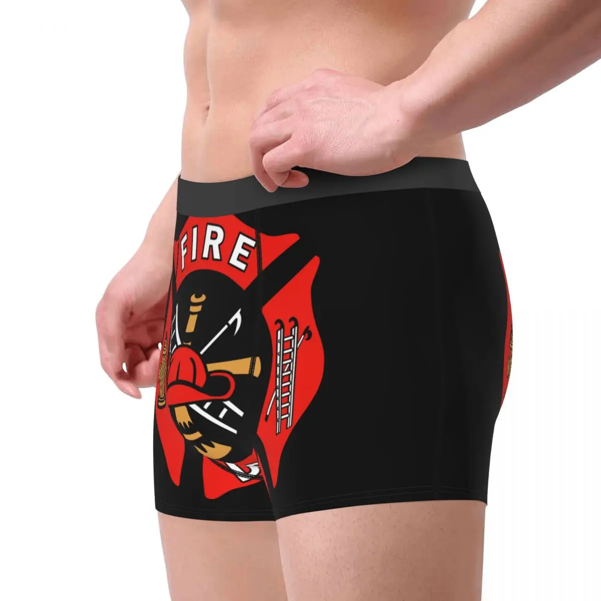 Custom Cool Firefighter Department Logo Boxers Shorts Panties Male Underpants Comfortable Fireman Fire Rescue Briefs Underwear