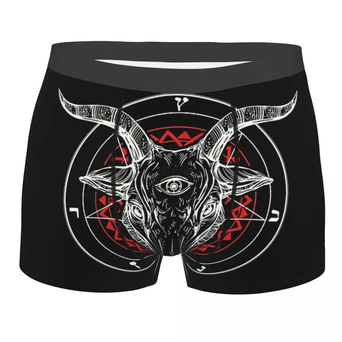 Satanic Goat Circle Satan Symbol Lucifer Devil Men Boxer Briefs Underwear Baphomet Highly Breathable Sexy Shorts Gift Idea