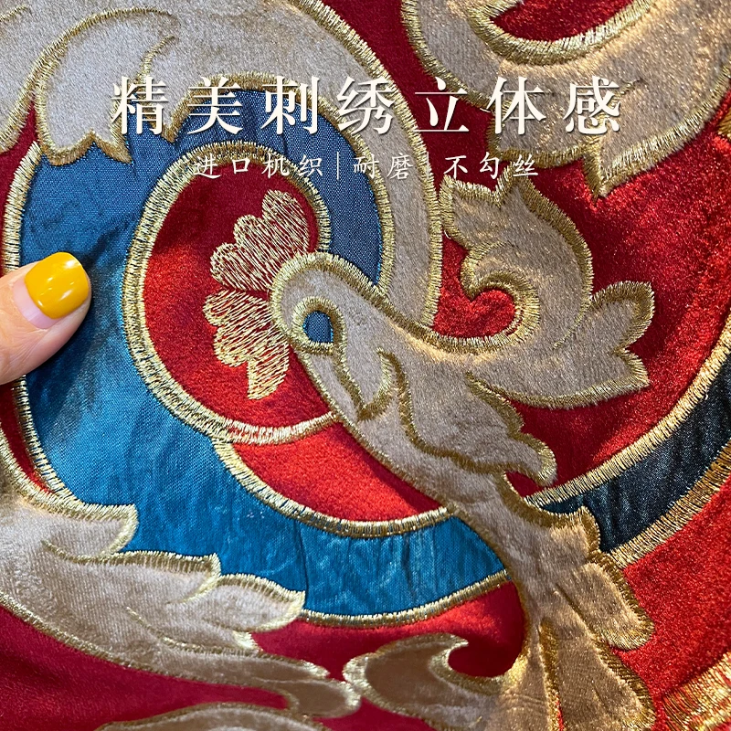 

European Red Velvet Villa Curtains for Living Room Bedroom Dining Luxury French Customization Tulle Decor Grace Valance Retro