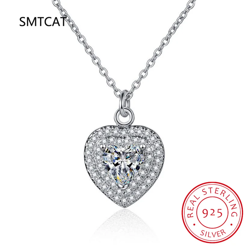 1ct D Color Heart Moissanite Pendant 925 Sterling Silver 40+2+3cm Necklace Wedding Jewelry Wholesale Colar de Prata