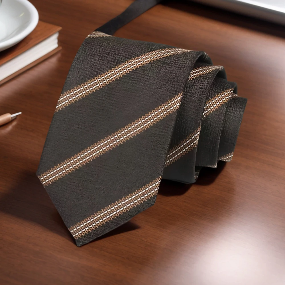 A Handmade Unisex Coffee Brown Striped Hand-Tied Tie, Classic, Versatile, a Must-Have for the Back-To-School Season, Multi-Color Hand-Tied Tie Can Be Worn with Uniforms and Can Be Given as Gifts