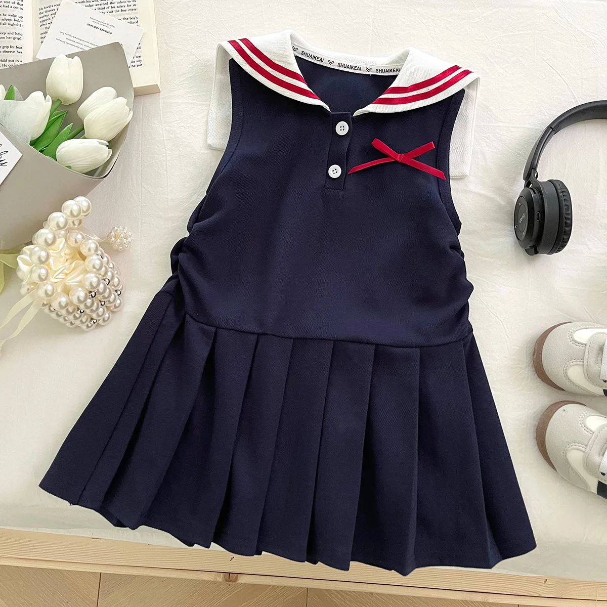 2025 Summer Girls' Dress New Little Girls' Fashionable Sisters' Dress Campus Style School Uniform Kids Dresses for Girls