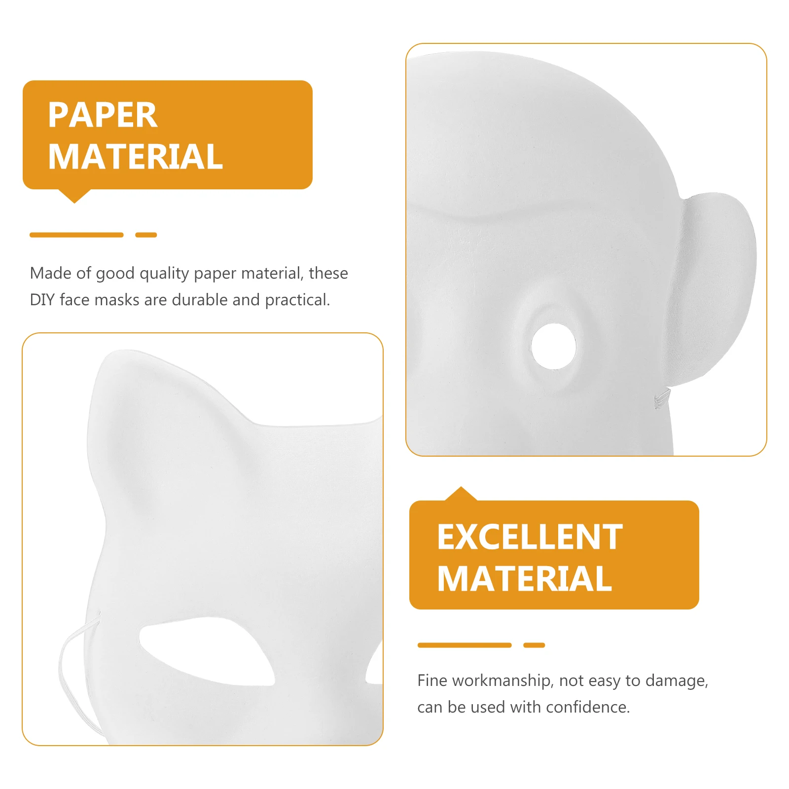 

6 Pcs Prom Hand Painted Mask Child Facial Graffiti Blank Painting Paper Realistic Plain White