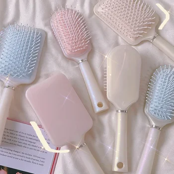 ふわふわカーリングエアクッションコーム帯電防止マッサージヘアブラシカーリーもつれを解くヘアブラシ女性理髪ヘアスタイリングコーム