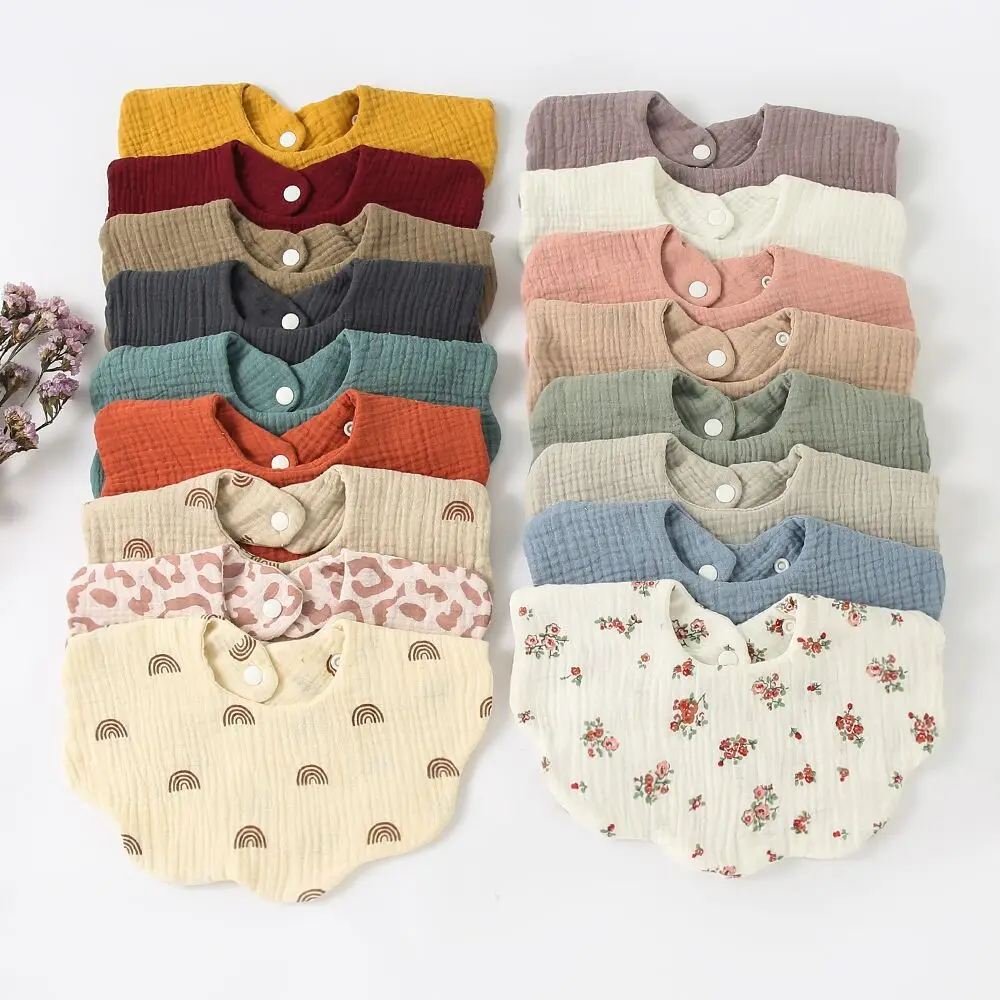 100% Cotton Baby Bandana Drool Bibs, 360-Degree Rotating Muslin Bibs for Boys Girls Newborn Infant for Drooling and Teething