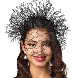 Vintage Face veil Fascinator Hairbands For Women 2024 Design black Mesh Crown Headdress Cocktail Wedding Party Ladies Headwear
