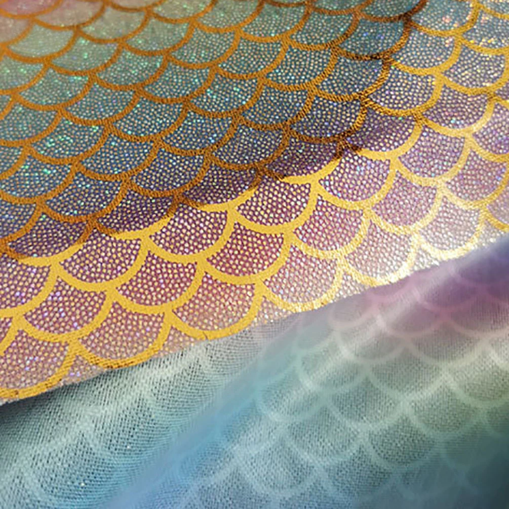 Mermaid Fish Scale Laser Fabric Iridescent Shiny Color Party Wedding Decor DIY Stage Performance Costume Fabric