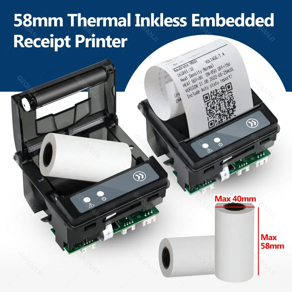 58mm Embedded Thermal Receipt Printer Mini Printing Module Low Noise with RS232/TTL Serial Port Support ESC/POS Commands 5-9V
