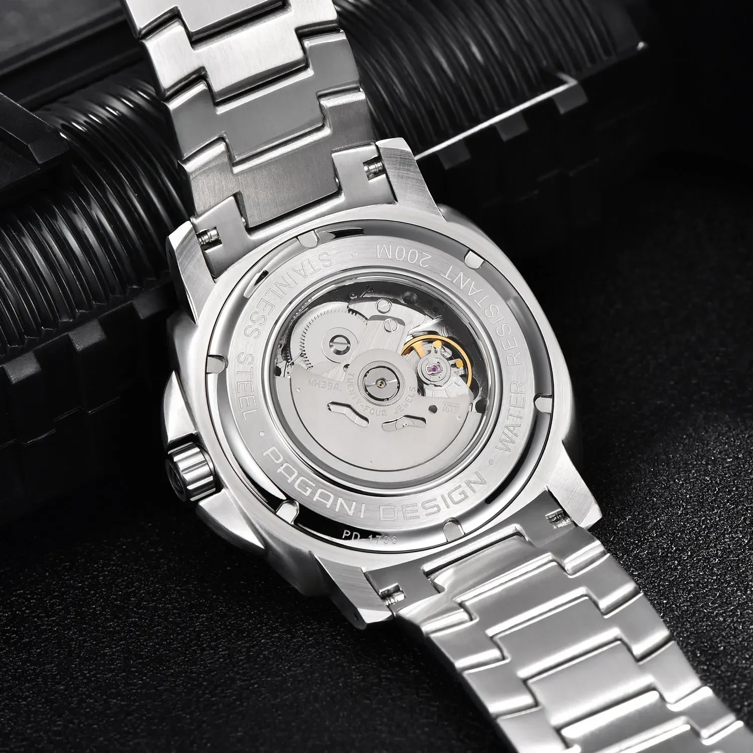 PAGANI DESIGN Original 43MM Men\'s Automatic Mechanical Watch Japan NH39 200M Waterproof AR Sapphire Mirror Men Watch Luminous