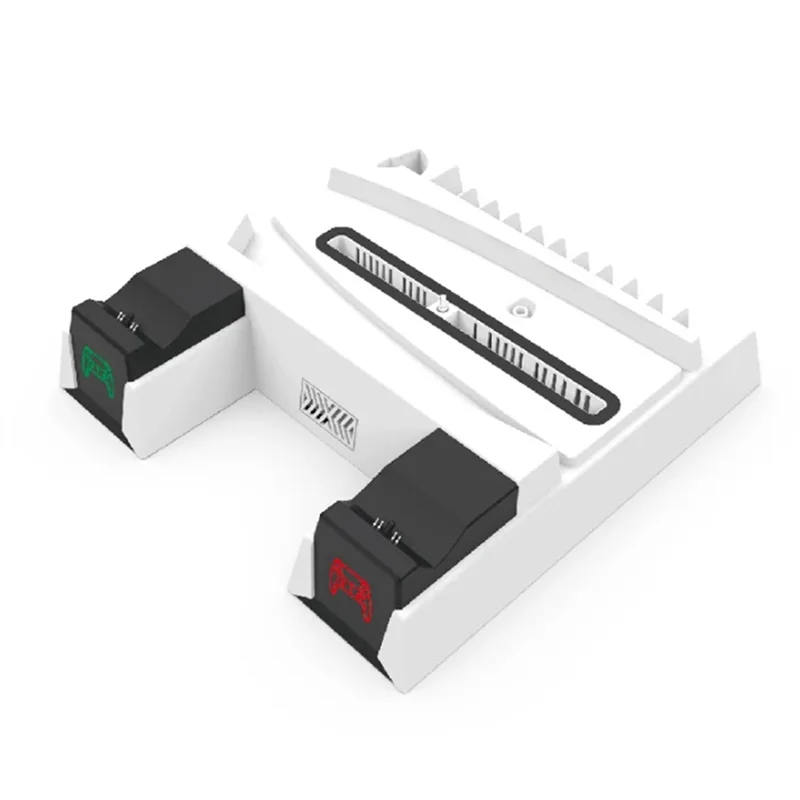 AS95-For PS5 مروحة تبريد حامل قاعدة تبريد شاحن مروحة تبريد مع حامل سماعة الرأس ومحول تيار متردد أبيض سهل التركيب