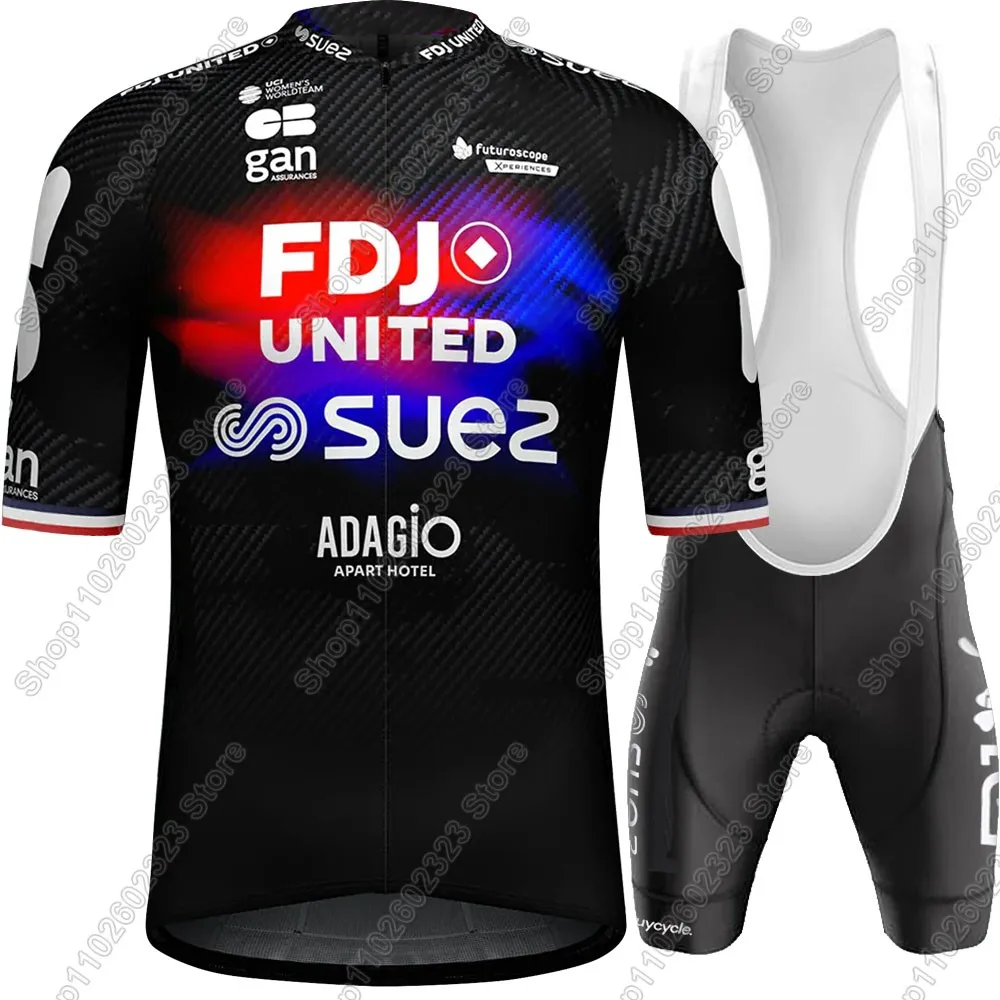 Fdj Suez Team Cycling Jersey 2025 Set Unisex France Bicycle Clothing Road Bike Shirts Suit Bicycle Bib Shorts MTB Ropa Maillot - Image 2