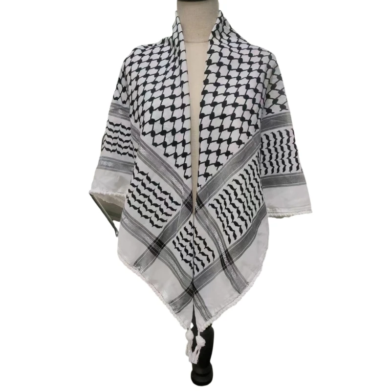 Arab Scarf Religious Outdoor Kerchief Multi Purpose Keffiyeh Headscarf for Adult DXAA