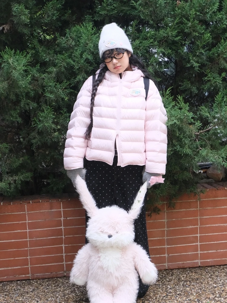 

Winter Thiened Warm Original Micro Fat Large Size down Jaet Versatile Slimming ort Sle with Hood Non-Removable