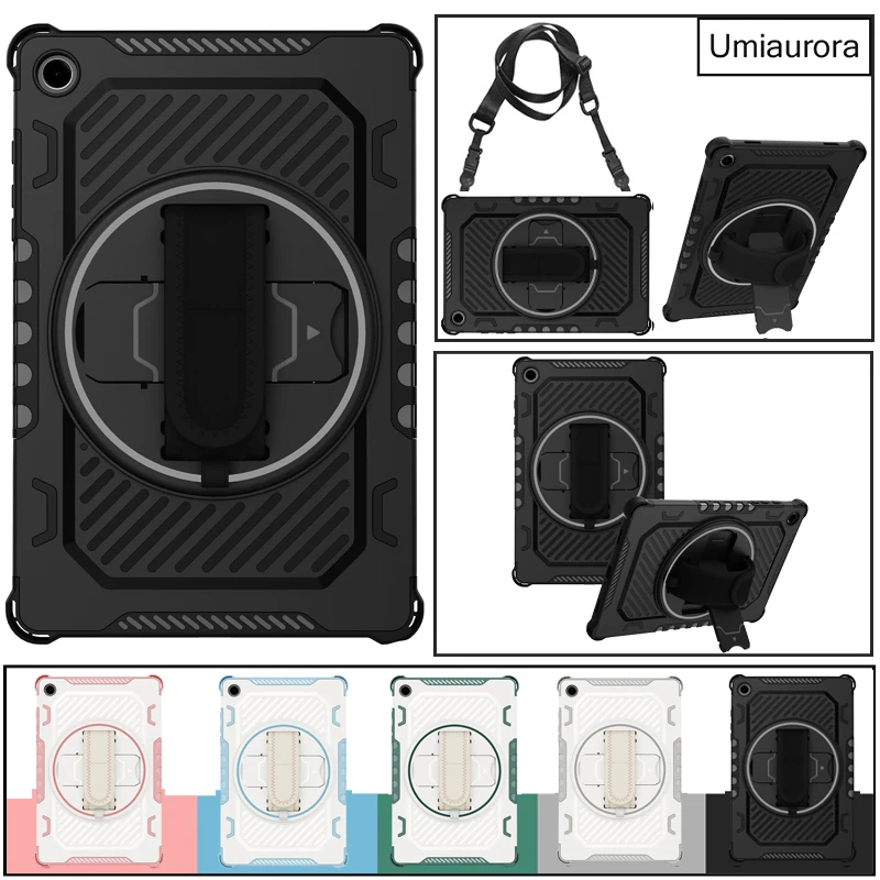 

﻿﻿For Samsung Tab A8 A9 8.7" A11+ Plus 11 inch SM-X230 X210 X200 X110 X130 Hand Strap Stand Tablet Case Shockproof Armor Funda