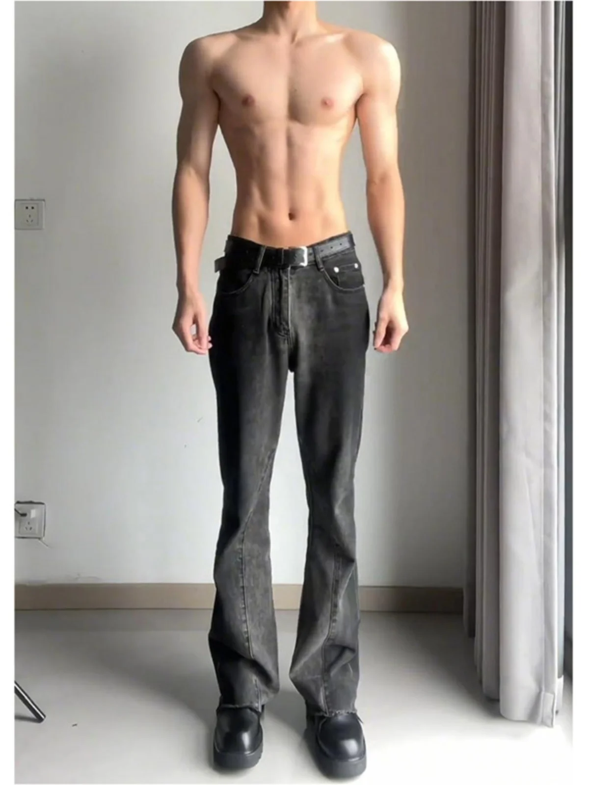 

Мужские джинсы Bla Splicing Flared: осенне-зимние прямые джинсы с эффектом похудения, с низкой посадкой, длинные брюки из хлопкового денима