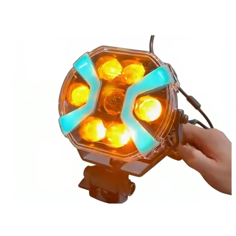 Light 7 Inch LED Spotlights with Blue Flowing Light Strip, Offroad Driving Lights for Pickup Truck Motorcycle