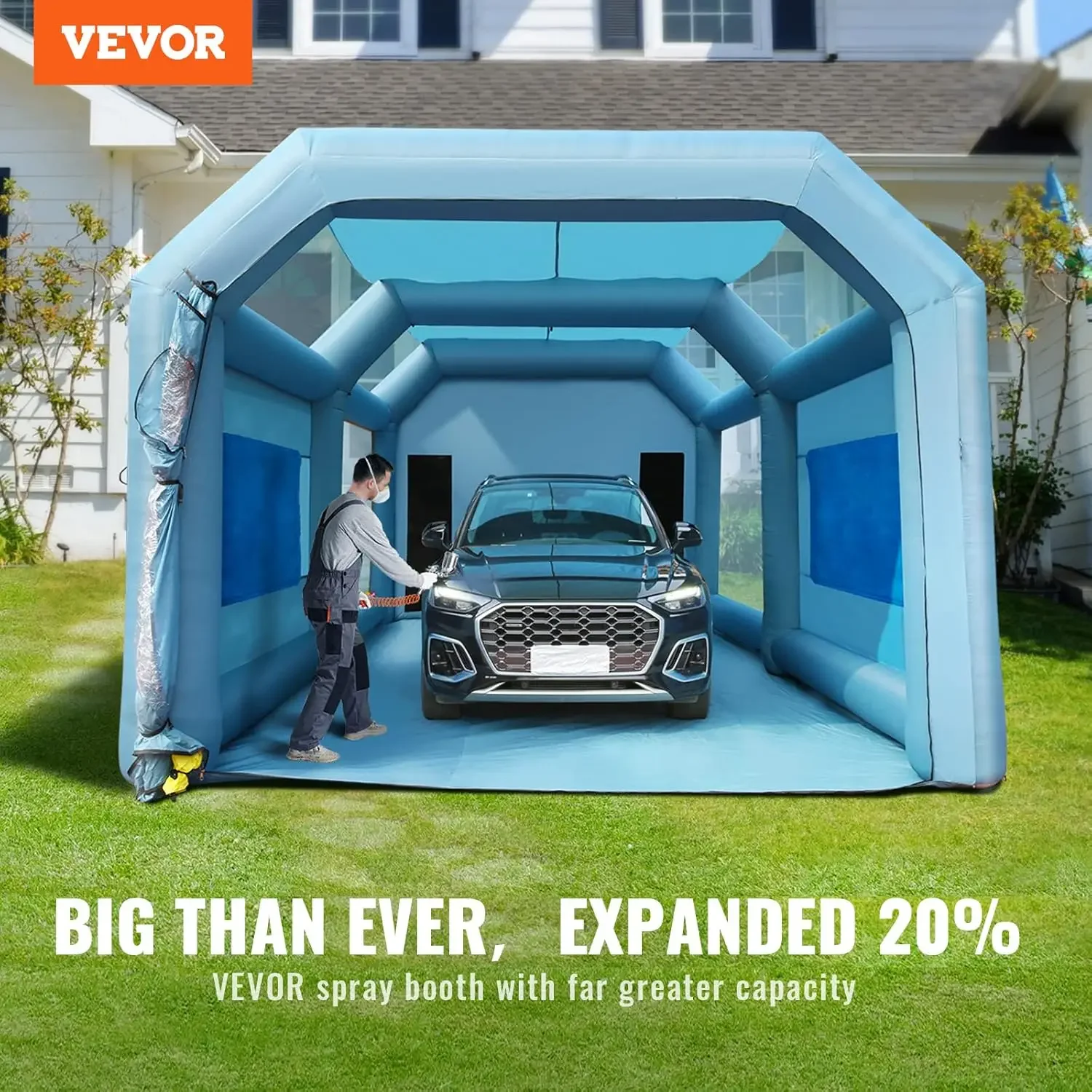 23x13x8.5ft Inflatable Paint Booth, Inflatable Spray Booth, High Powerful 480W+750W Blowers Spray Booth Tent, Car Paint Tent