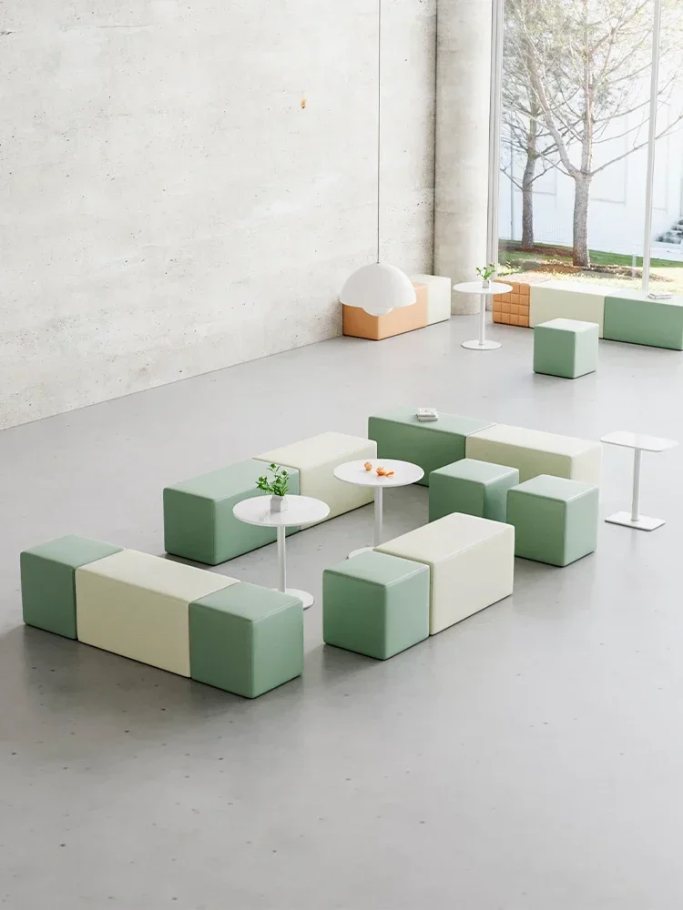 Long sofa, kindergarten leisure small apartment shoe changing stool, reception waiting