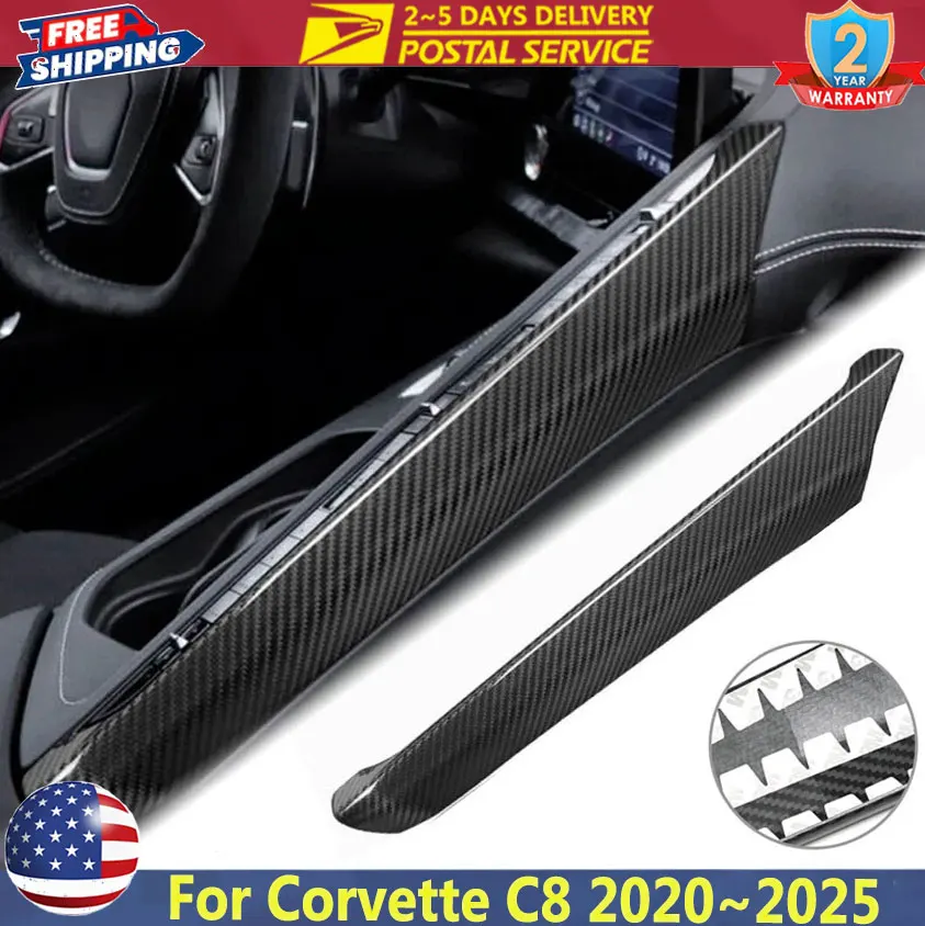 

Действительно внутренняя накладка из углеродного волокна для Chevrolet Corvette C8 2020 ~ 2025, центральная боковая панель управления автомобиля, аксессуары для отделки