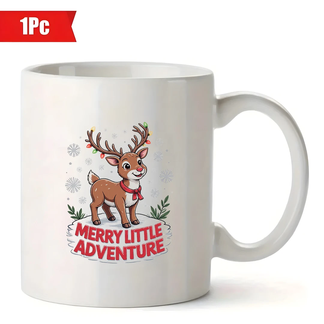 كوب رنة كرتوني سعة 11 أونصة + هدية أضواء عيد الميلاد - كوب قهوة للأطفال للعائلة والمكتب والعطلات #2