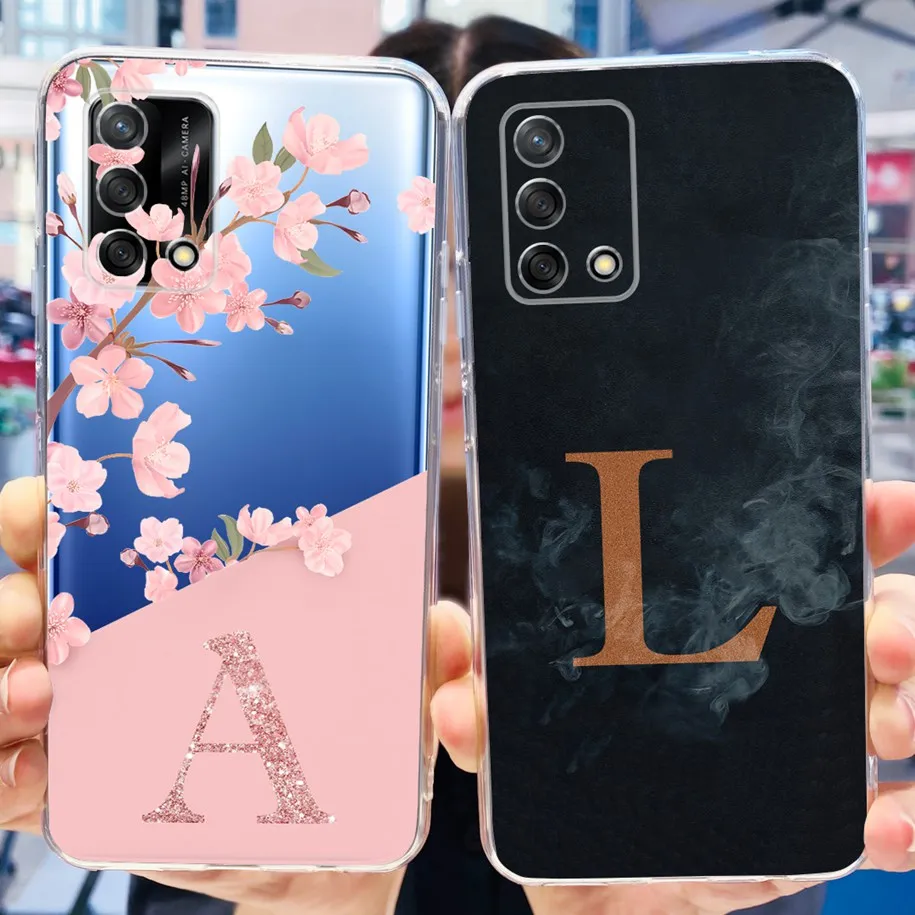 For OPPO Reno 6 Lite Case CPH2365 CPH2235 CPH2251 Reno6 Back Cover Fashion Flower Letters Phone Case on OPPO Reno 6 5G Protector