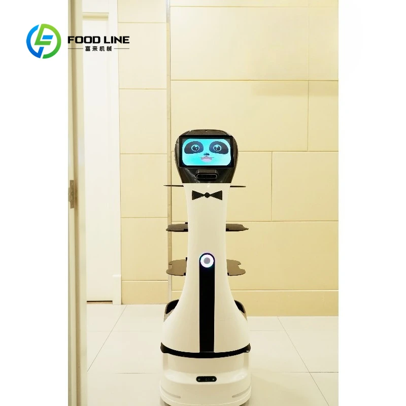 Customized Restaurants Autonomous Delivery Robot Large Screen 40kg Navigation Auto Charge Panda Delivery Robot