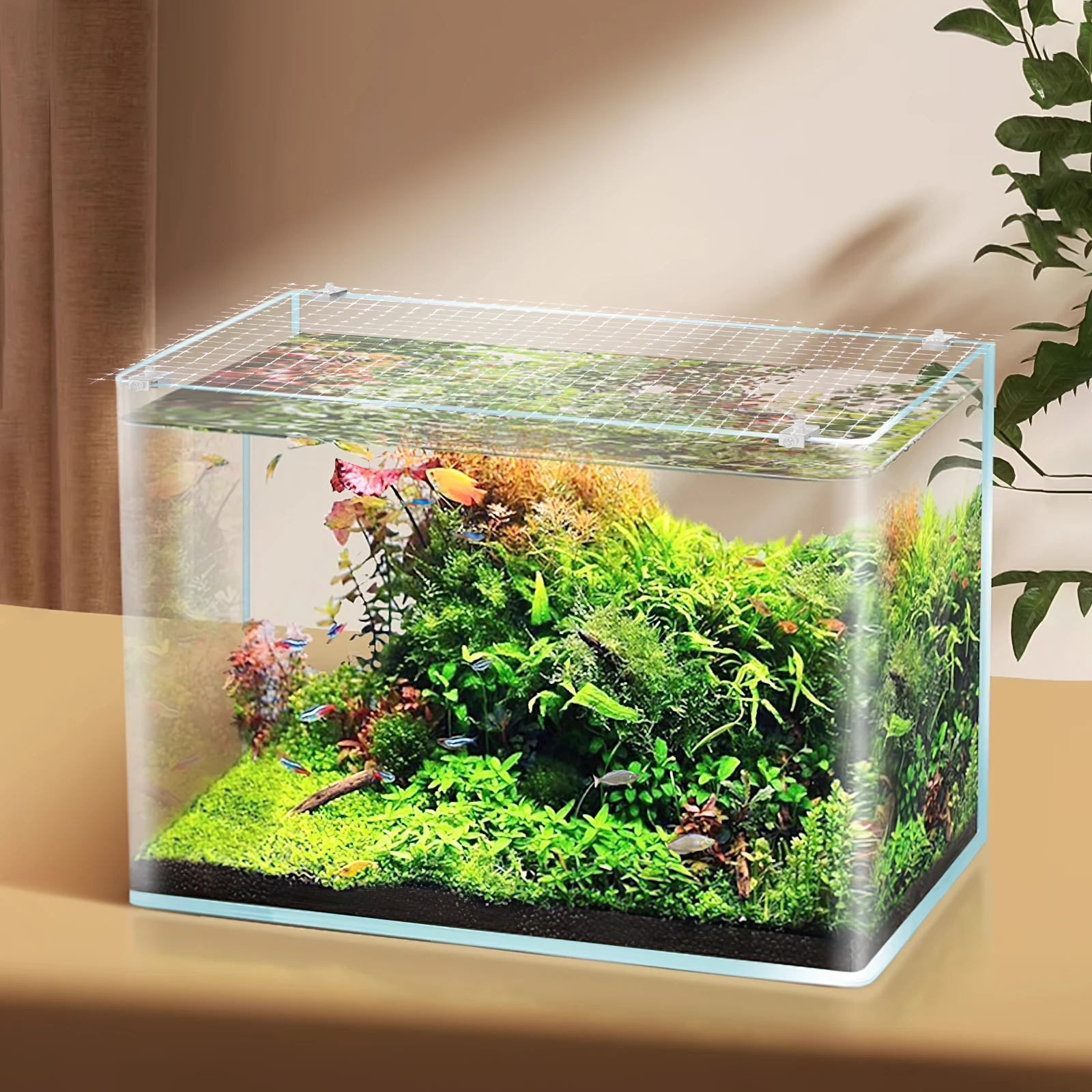 

1Set Fish Tank Net Comfortable Breathable Practical Anti-Escaping Mesh Cover Exquisite Texture Easy to Clean Long-Lasting