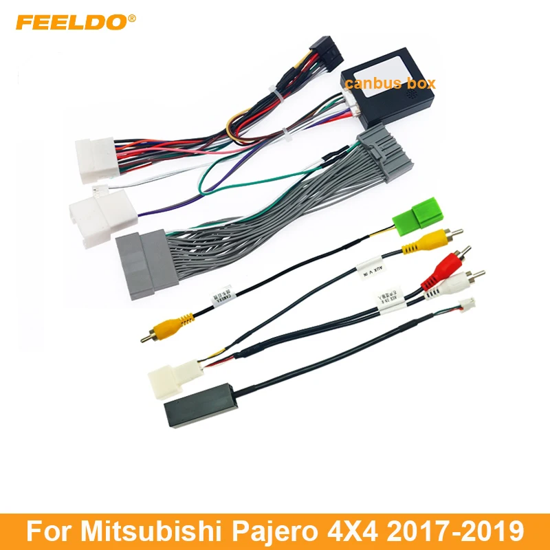 

FEELDO Car 16pin Audio Wiring Harness With Canbus Box For Mitsubishi Pajero 4X4 Aftermarket Stereo Installation Wire Adapter