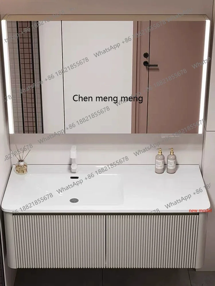 N138New light luxury, Corian integrated basin, bathroom cabinet, combined bathroom, washing table customization