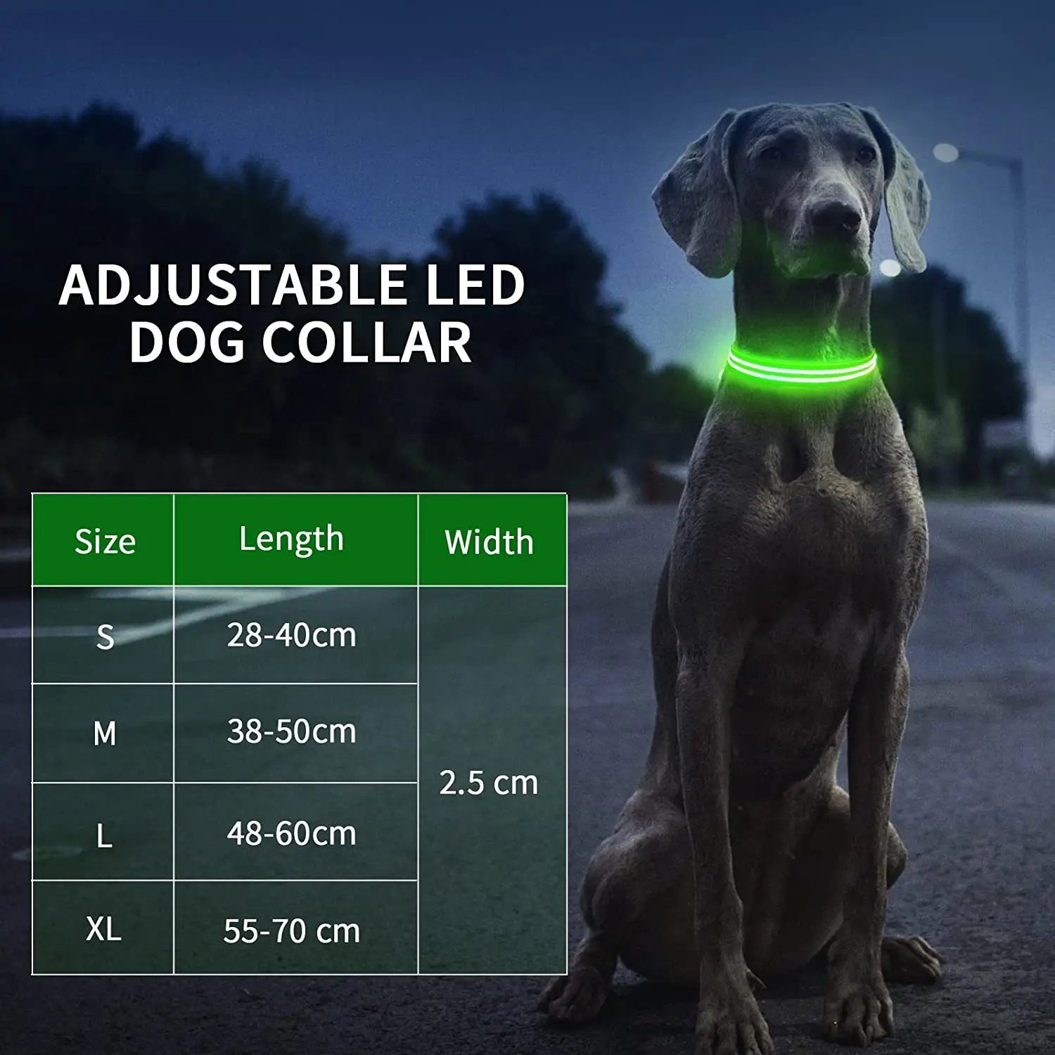 MASBRILL LED Rechargeable Dog Collar 100% Waterproof Glow in the Dark Dog Collar Flashing Light  Collar for Small Medium Dogs