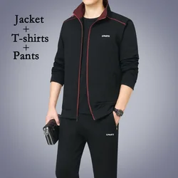 2024 Winter MEN Sets Sport Suit Sportswear JACKET+Sweatpants Mens Clothing 2/3 Pieces Fitness Brand Casual Track Suits