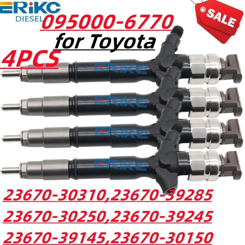 4PCS 095000-6770 23670-39285 23670-39245 23670-39145 23670-30150 Common Rail injector For Toyota Hiace 2.5 D-4D 2KD 2367039145