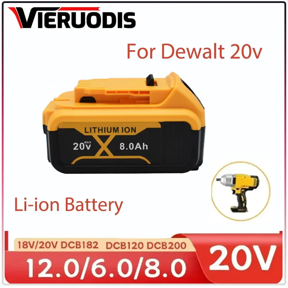 

20V 8000mAh Lithium Replacement Battery For Dewalt 18V DCB184 DCB200 DCB182 DCB180 DCB181 DCB182 DCB201 DCB206