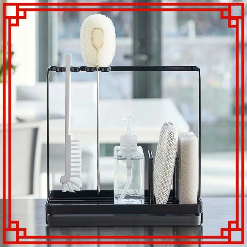 

Sponge Holder Organizer Rack Home Supply Convenient Structure Stable Carbon Steel Kitchen Sink Countertop