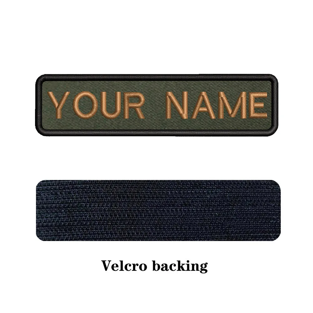 10 x 2,5 cm, Armeegrüner Hintergrund, Stickerei, individueller Name, Text-Patch, Streifen-Abzeichen, zum Aufbügeln oder Träger-Patches für Kleidung