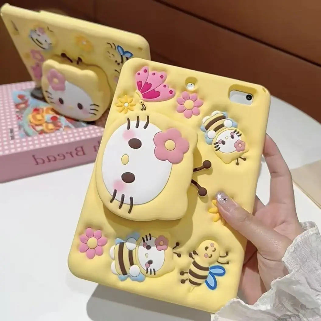 

Для IPad 9 8 7-го поколения Mini 6 Air 2 3 4 5 10,9 Pro 11 Детский чехол с рисунком пчелы Hello Kitty Силиконовый защитный чехол для планшета