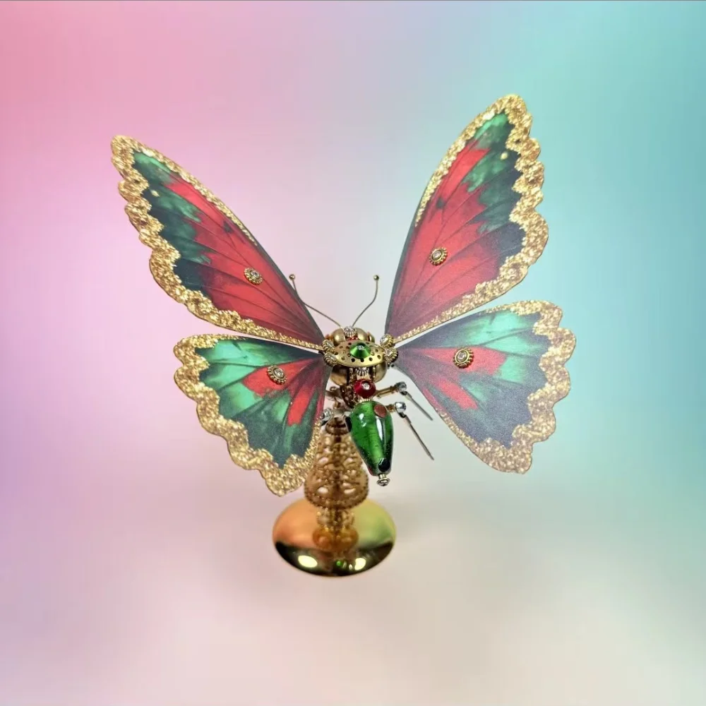 DIY Metal Butterfly Assembly Kit, Steampunk Mechanical Insect Sculpture, Creative Craft Gift for Men and Adults, Desk Home Decor
