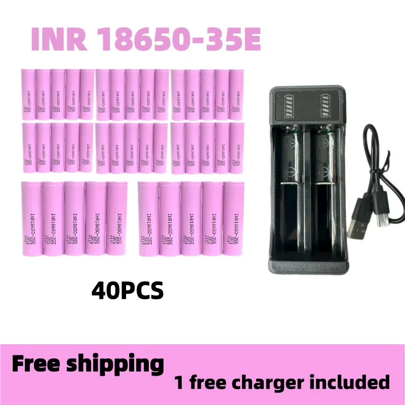 Free Shipping 100% Original for 18650 3500mAh 25A Discharge INR18650 35E 3500mAh Li-ion 3.7v Rechargable Battery 18650 Battery