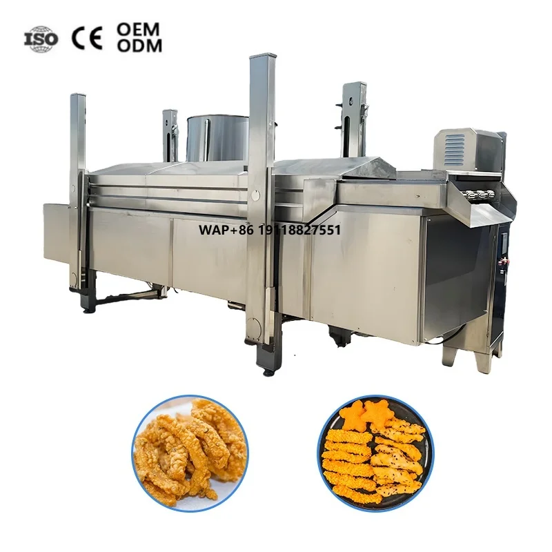 Commercial Electric Continuous Conveyor French Fry Fried Chicken Dough Deep Frying Machine Automatic Donut Fryer for Sale