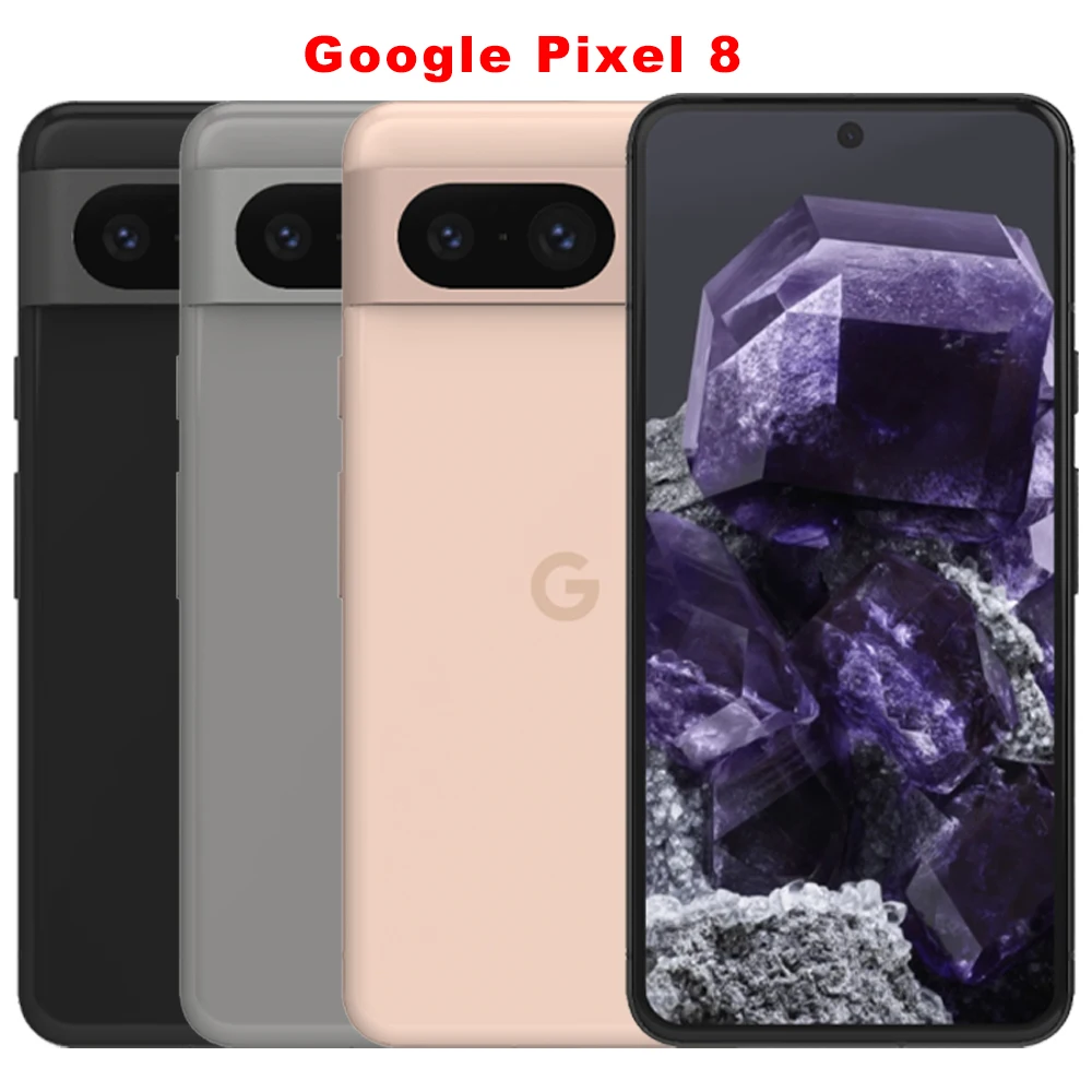 هاتف جوجل بيكسل 8 5G الأصلي 8GB RAM 128GB ROM 50MP + 12MP 120 هرتز 6.2 "OLED NFC بصمة Google Tensor G3 هاتف ذكي