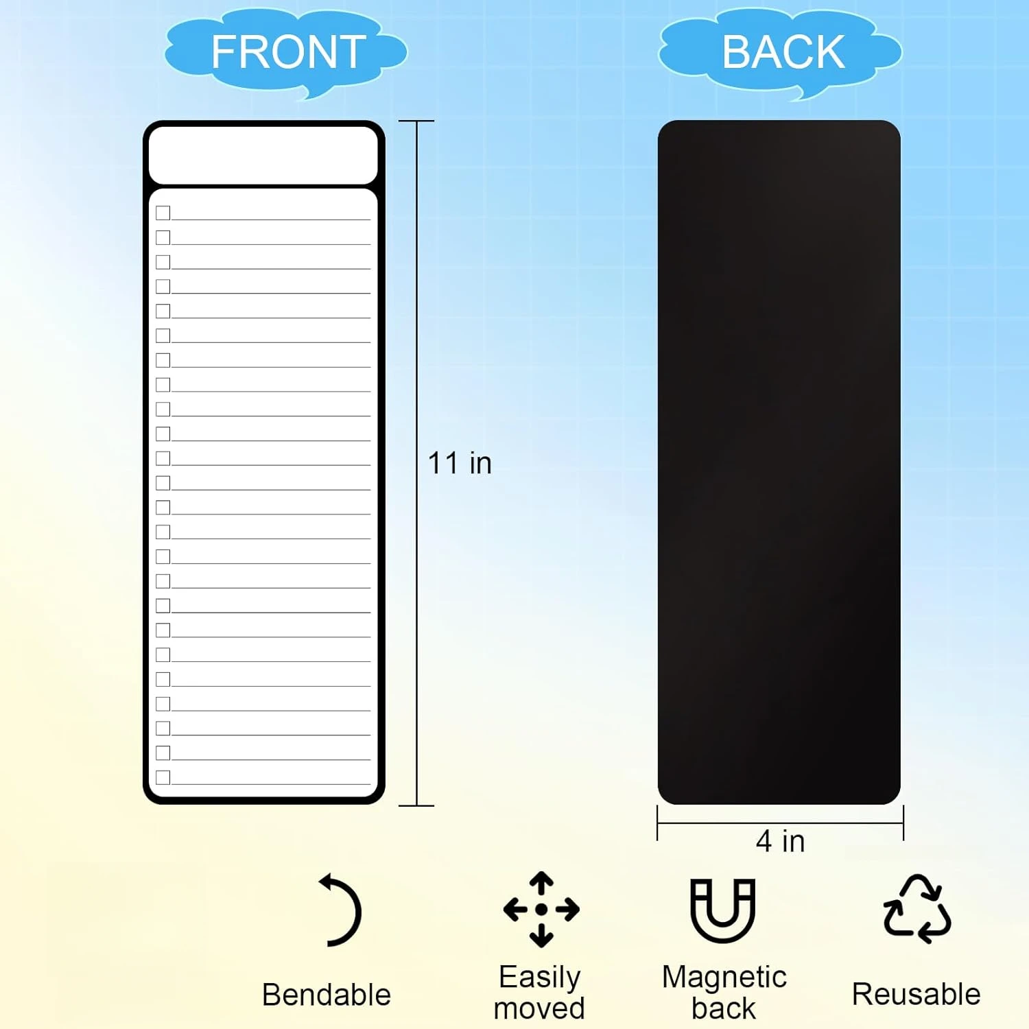 2/4 Pcs Magnetic Whiteboard to-do Board Multifunctional Weekly planner, Household Chore chart, dry-erase Kitchen Planning Board