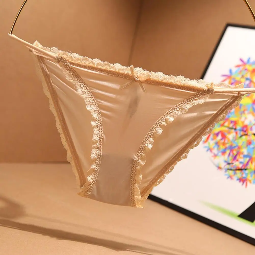 

Ice Silk Seamless Female Sexy Lingerie Briefs Thin Belt Breathable Ladies Underwear Lounge Stretch Panties For Women Underpants