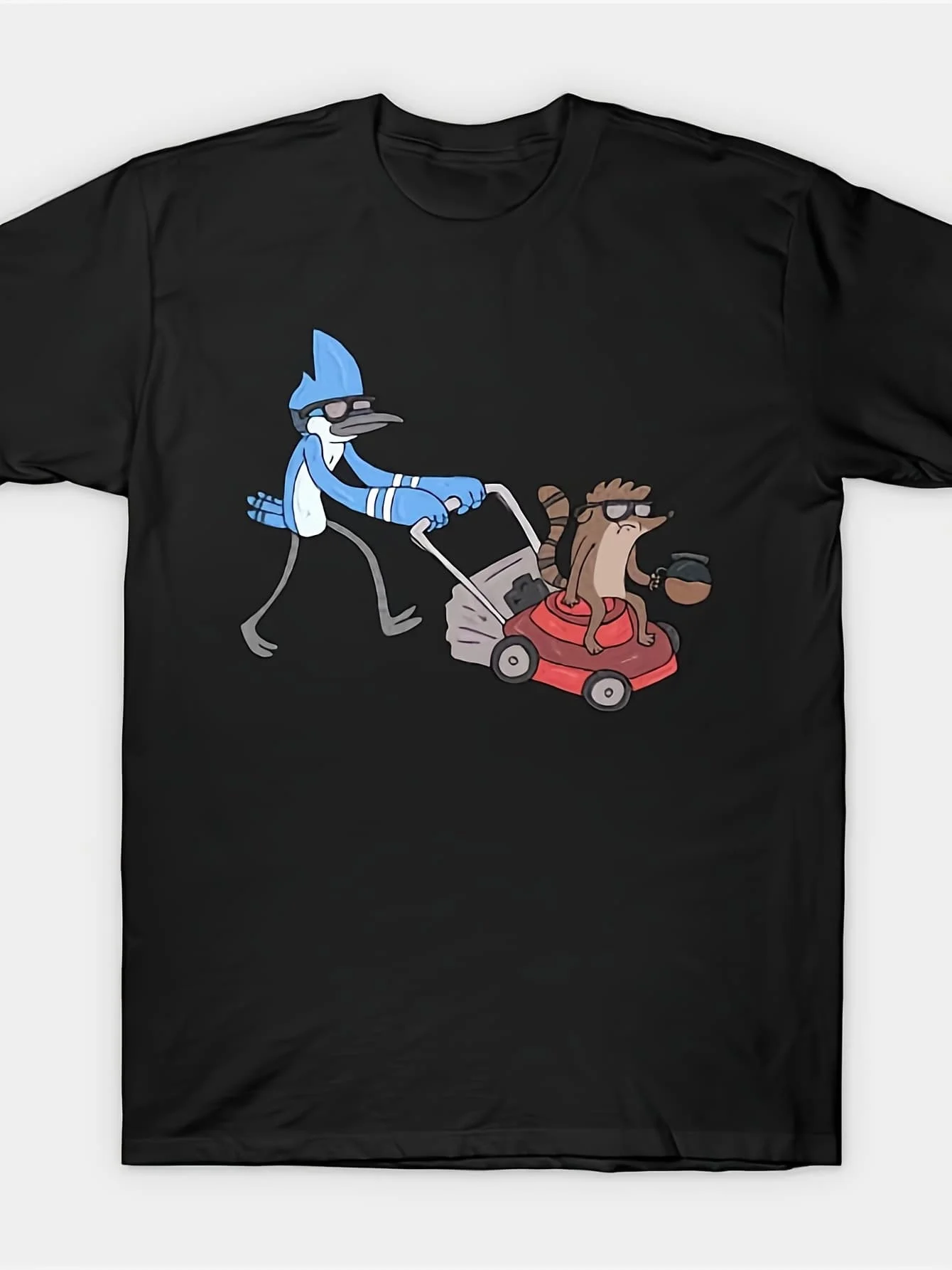 

Men'S Casual Short Sleeve T-Shirt with Regular Show Coffee Mower Graphic - High-Quality Comfortable Round Neck Tee