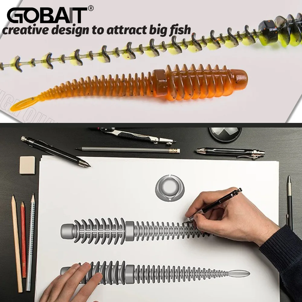 50 Stück/Box Weiche Köder 6,5cm 7,5cm 8,5cm Gewinde-TPE-Wurm Jig-Haken Karpfenangeln Pesca Swimbait-Ausrüstung Fischgeschmack Tackle-Box Köder – Detail 2