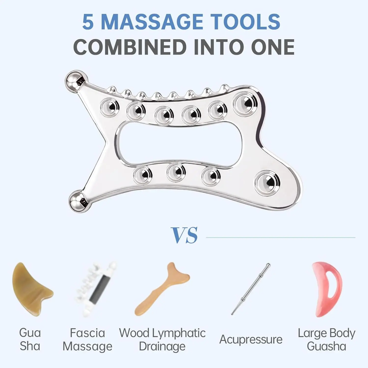 Edelstahl Gua Sha Werkzeug Lymphdrainage Körperformungswerkzeuge für Maderoterapy Muscle Release Trigger Point Massage Tool – Detail 2