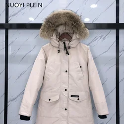 07 Canadian Down Jacket Women Parka Expedition 90% White Goose Down Snowcoat Top Brand Long Coat Lady Authentic Coyote Fur 6660L