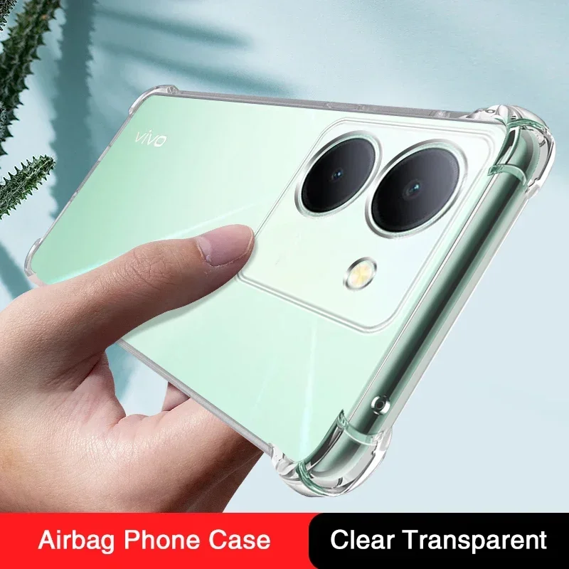 Luxury Clear Airbag Phone Cases for VIVO Y36 Y36i Y36M Y36T Y37 Y37M VIVOY36 4G 5G 360 Soft Protective Back Covers Air Bag Armor