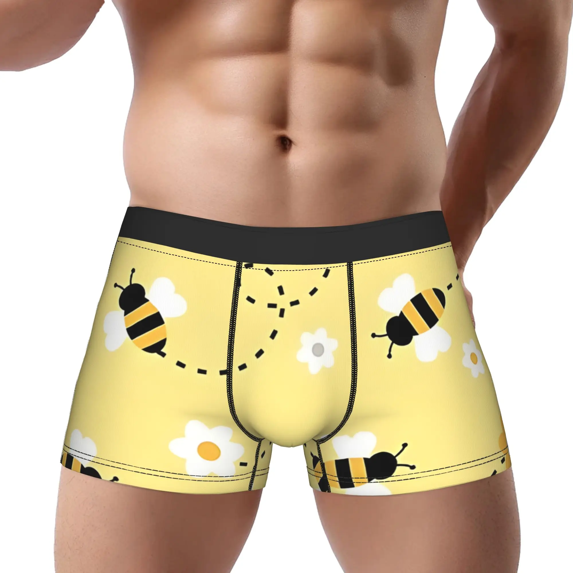 Cheerful Bumble Bee Honey Pattern Underpants Breathbale Panties Male Underwear animal Comfortable Shorts Boxer Briefs